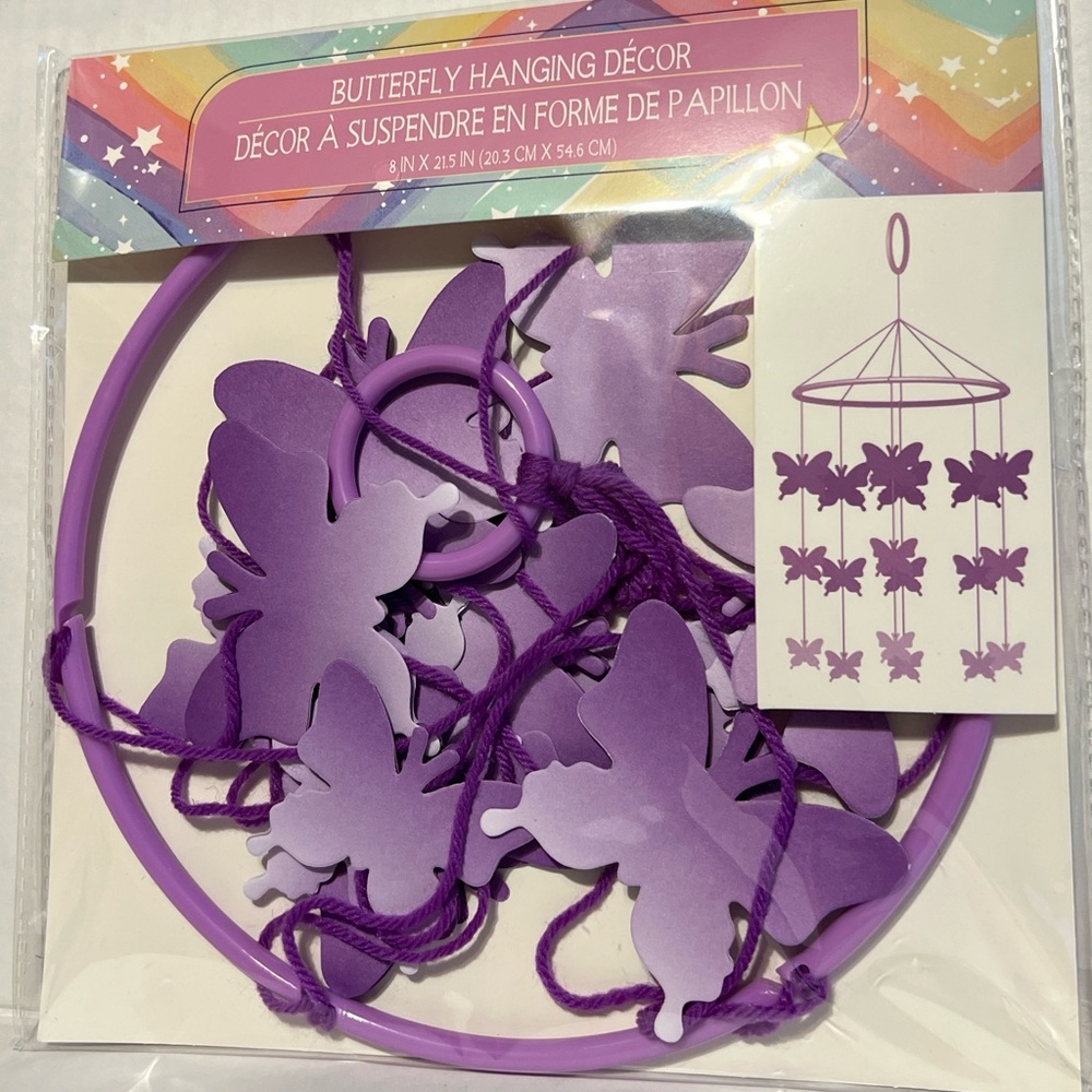 Purple Paper Butterfly Hanging Mobile – Fully Assembled – Room Décor – 21.5”